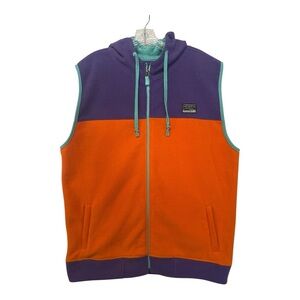 Free Nature Vest Men’s Large Multicolor Fleece Hooded Full Zip Pockets